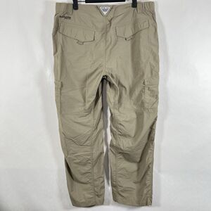 Columbia PFG Cargo Pants Mens 38x30 (38x29) Beige Nylon Spandex Fishing Hiking